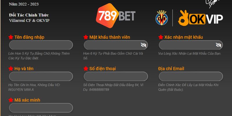 Hình ảnh Đăng ký đơn giản dễ dàng tại 789bet