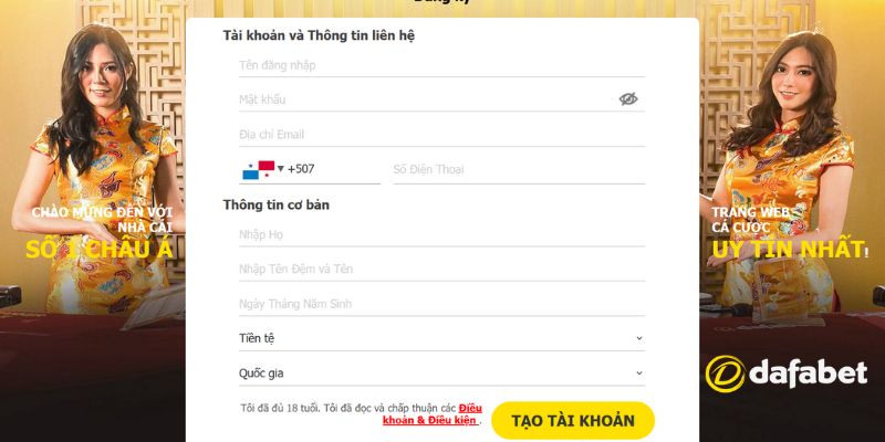 Hình ảnh Đăng ký tài khoản rất tiện lợi tại Dafabet