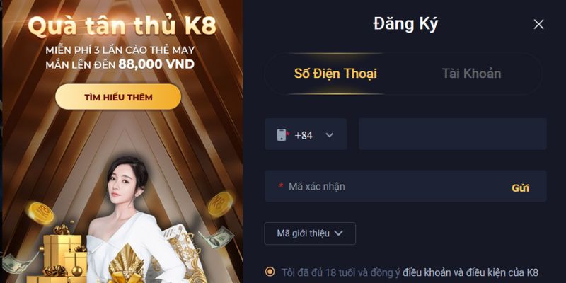 Hình ảnh Đăng ký và nạp rút tiền siêu tốc tại nhà cái K8