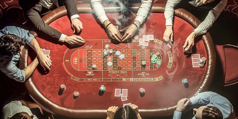 Hình ảnh những người chơi đang đặt cược trên một bài Baccarat