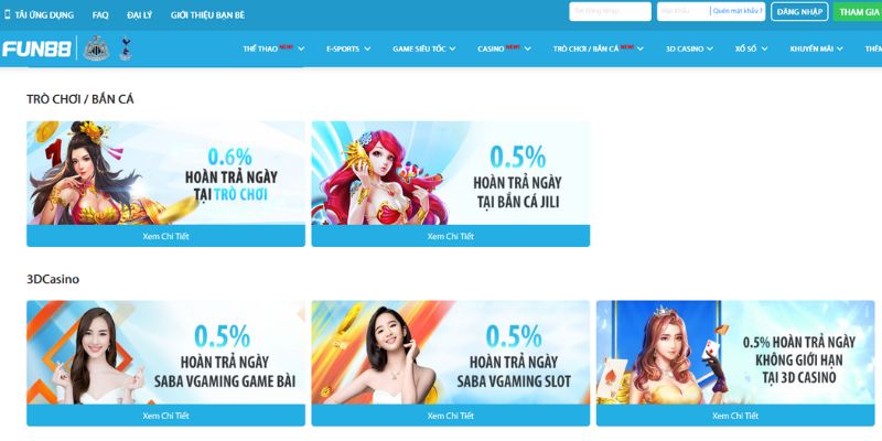 Hình ảnh Trương trình hoàn trả casino trực tuyến FUN88